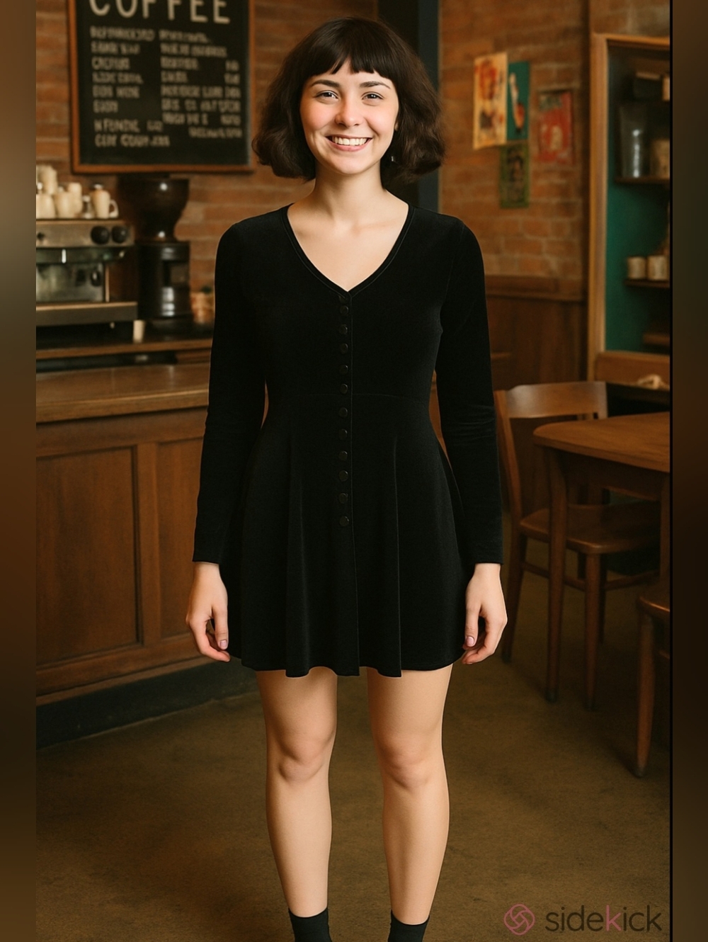 Vintage 90s Luly k Black Velvet Button-Front Women’s Mini Dress Fit & Flare